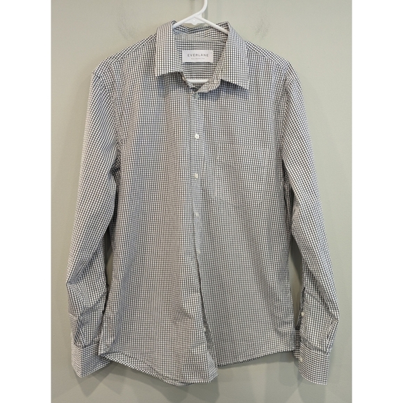 Everlane Black White Windowpane Long Sleeve Button Down Shirt Size Medium